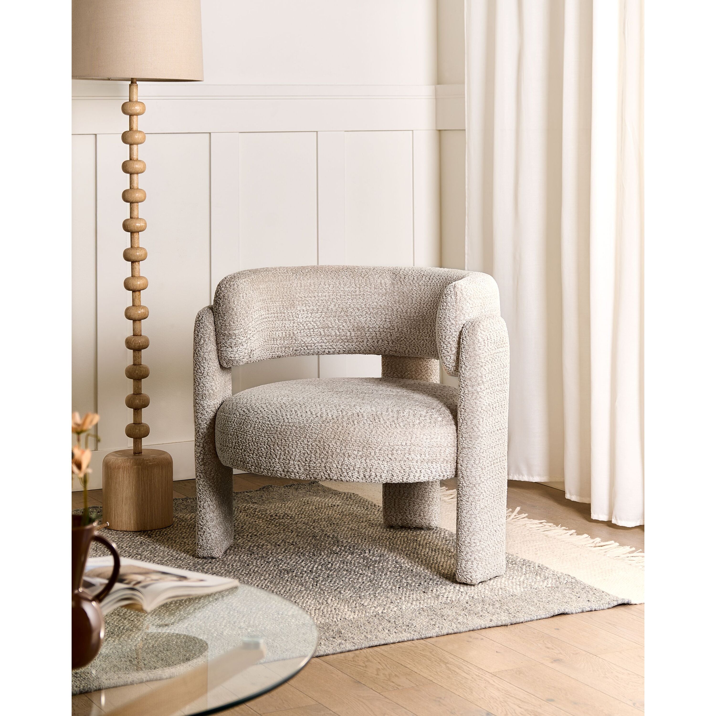Beliani - BUREA - Fauteuil - Lichtbeige - Chenille