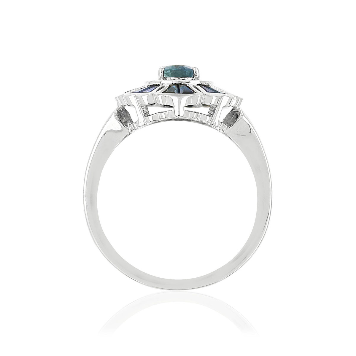 Bague or blanc 750 saphirs diamants