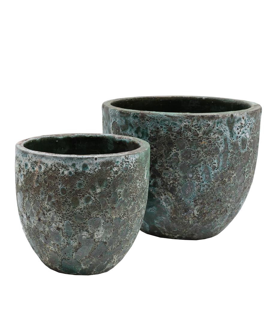 Plantenpot Laki relic jade Ø36/25 x H34/25 cm - set van 2