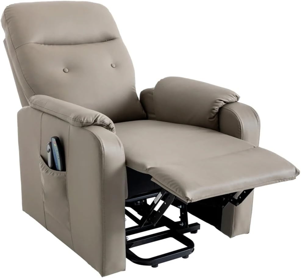 Poltrona de massagem reclinável elétrica Walnut com bolso lateral, ajustável e com função de aquecimento, ideal para adultos e idosos.
