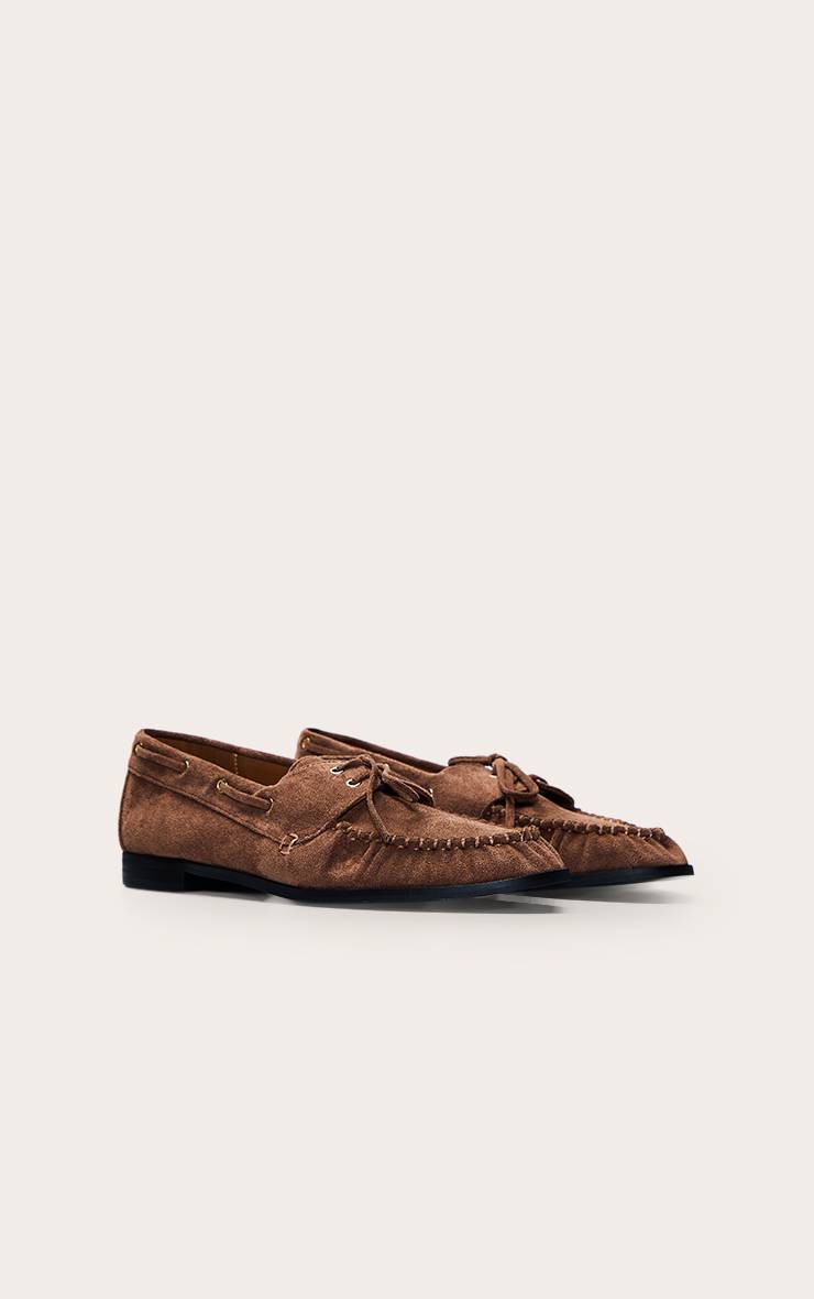 Chocolat Mocassin Froncé À Lacets En Synthétique