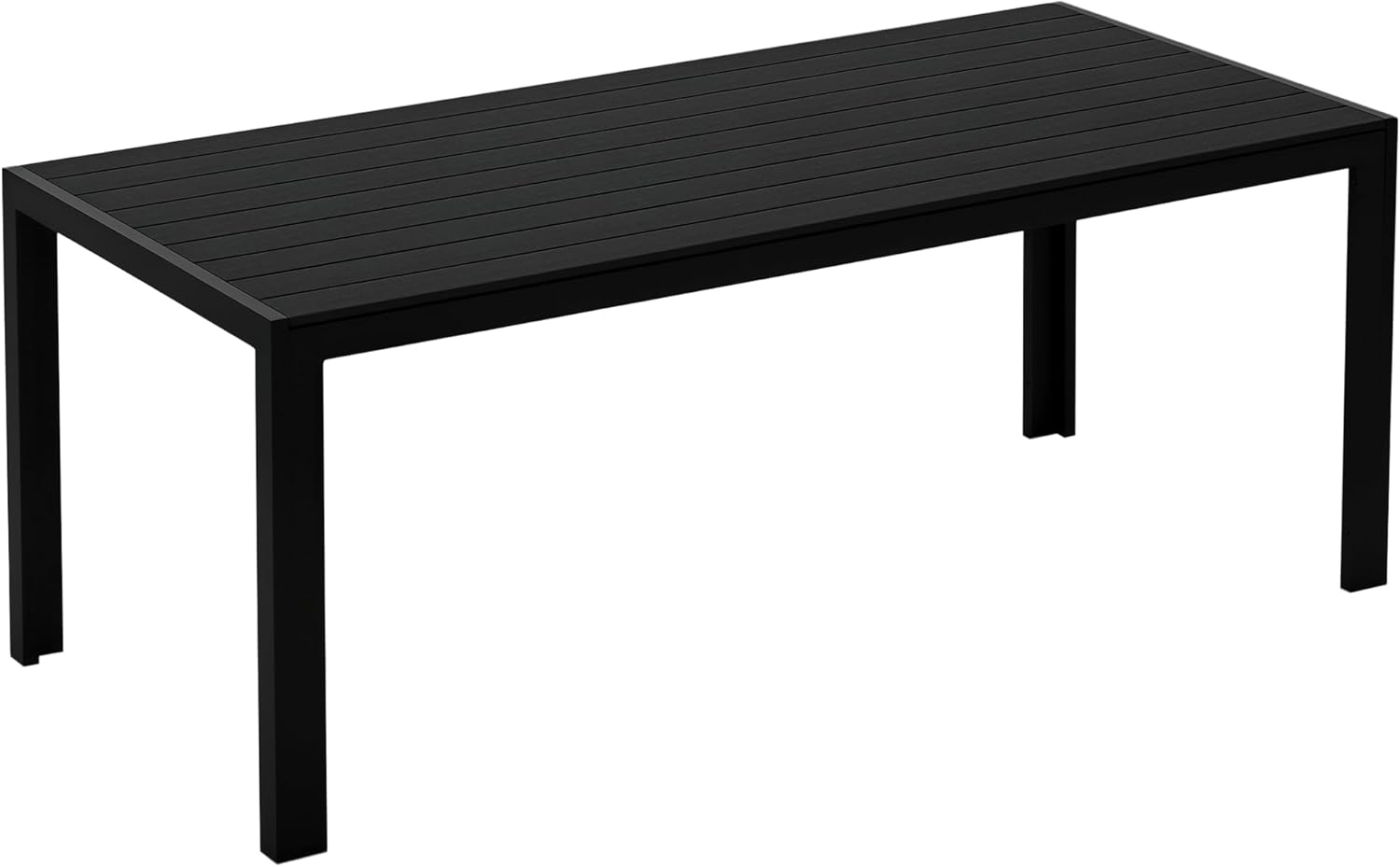 Outsunny Gartentisch, Garten Esstisch, Terrassentisch, Partytisch, Balkontisch aus Alu, Polyholz, Schwarz, 190 x 84,5 x 72 cm