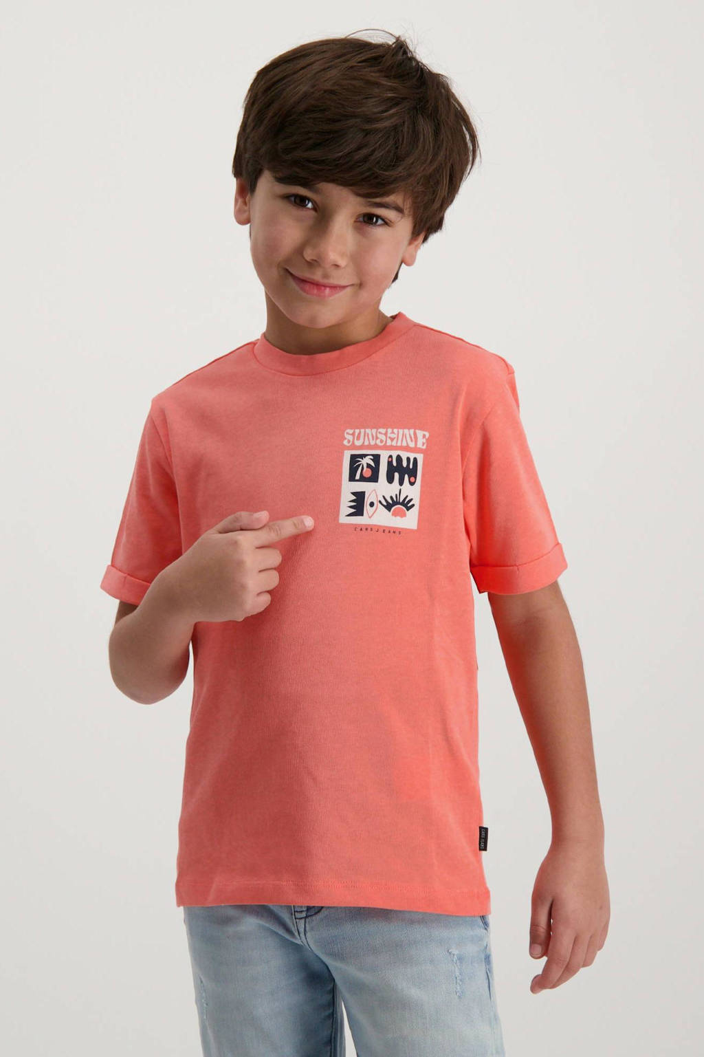 Cars T-shirt RADHEM met backprint licht koraalroze