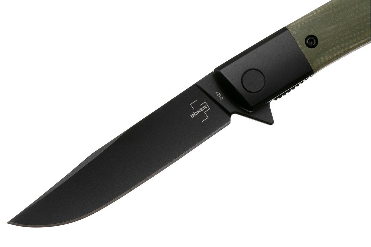 Böker Plus Modern Gentleman 01BO931 Black Nitro-V, Green Micarta, zakmes
