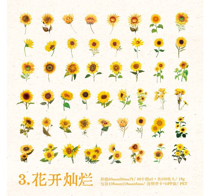 Jun's Journal - PET-sticker met bloemenprint (verschillende ontwerpen)