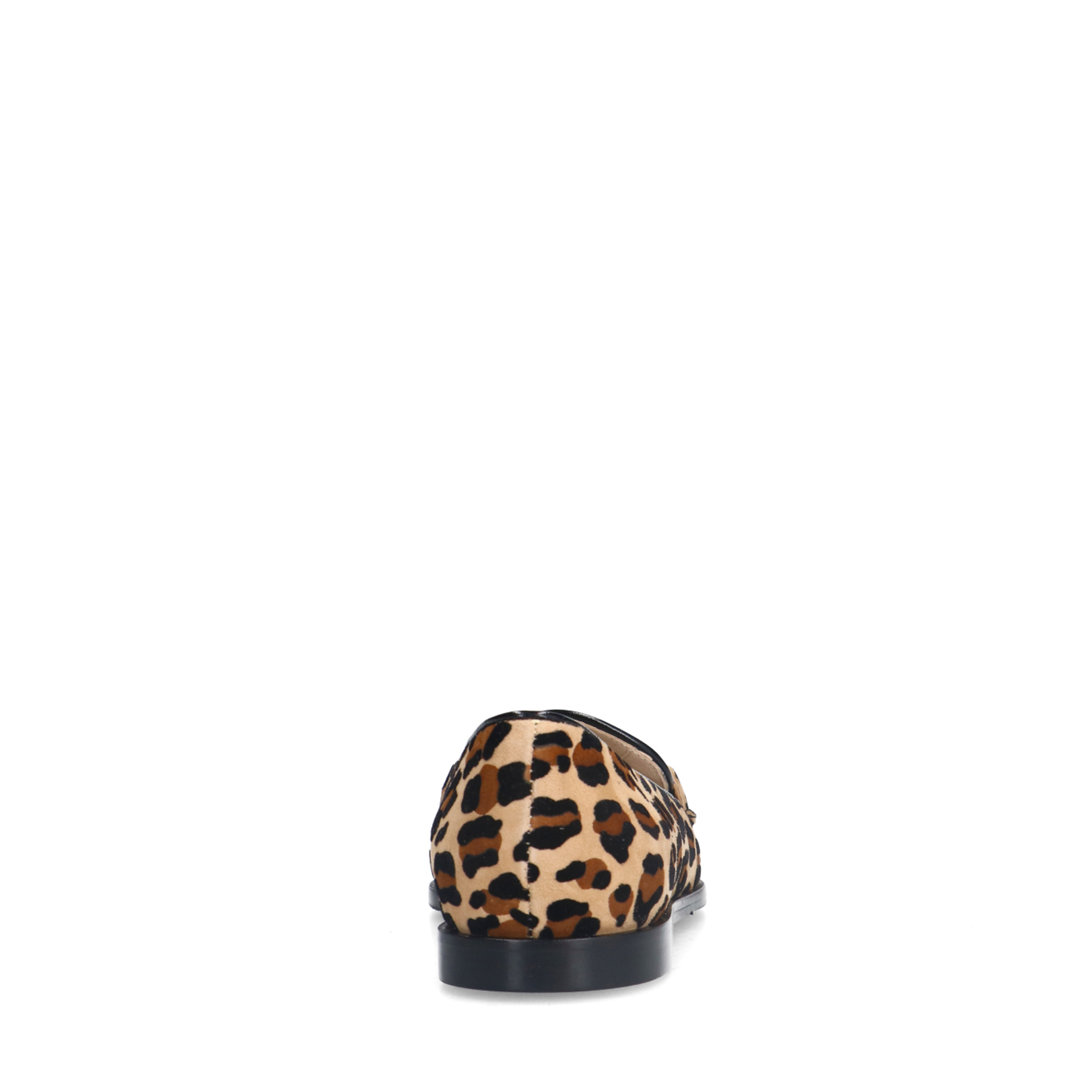 Suède leopard loafers met chain