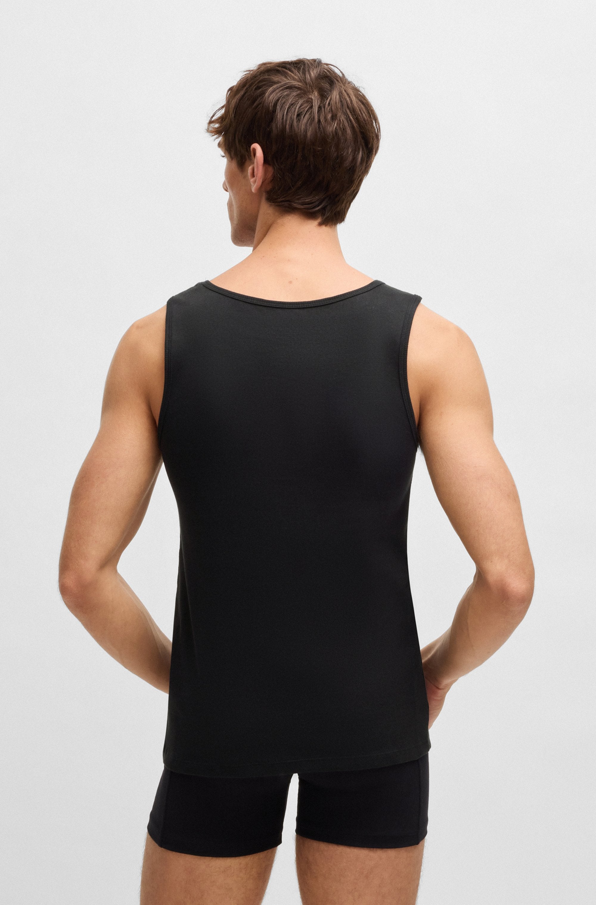 BOSS Tanktop »3P RibClassic BOSS ONE«, Ton in Ton Stickerei auf der Brust