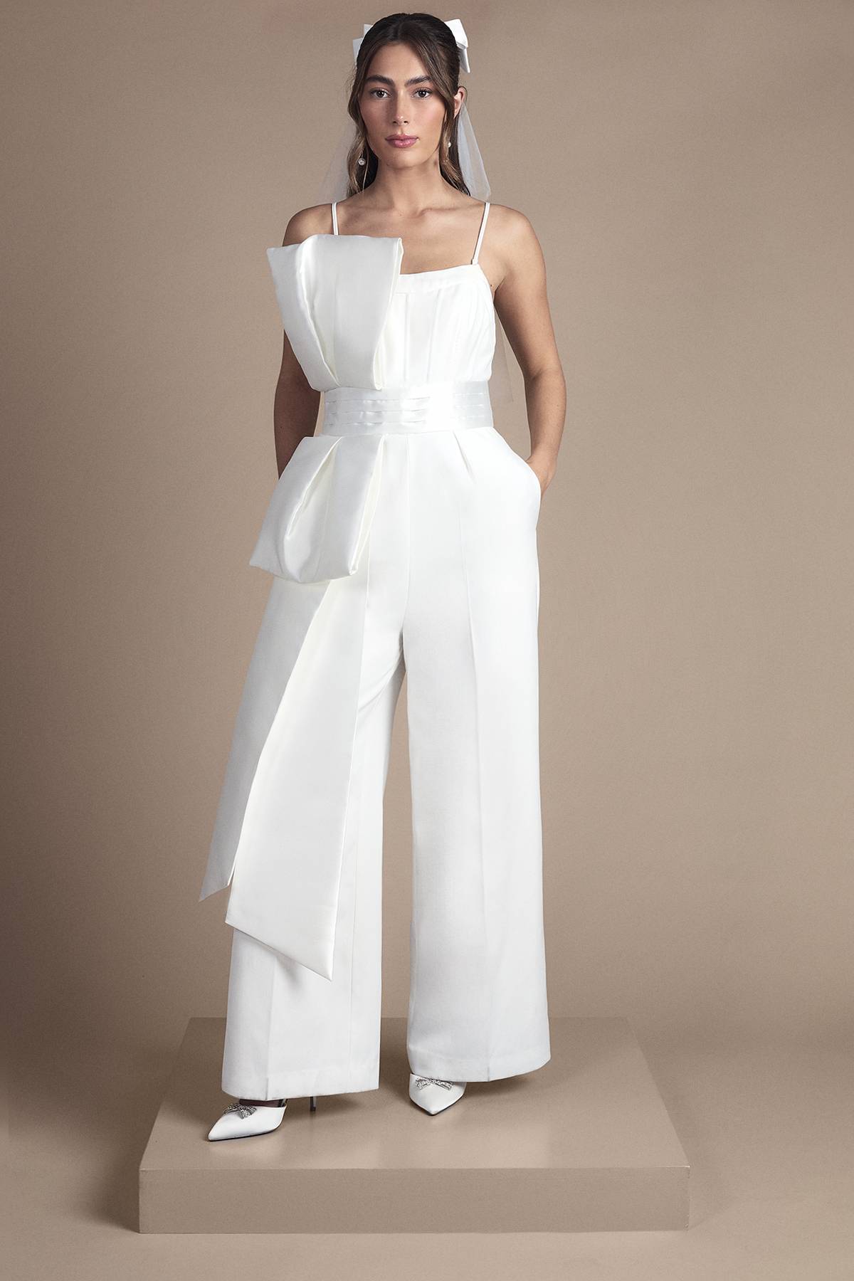 Coast Combinaison de Mariée Bustier à Jambes Larges avec Détail Nœud
