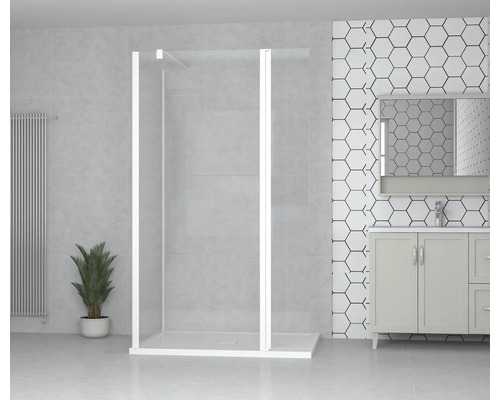 form&style Walk In MODENA 100 x 195 cm profiel wit mat helder glas vuilafstotende glascoating