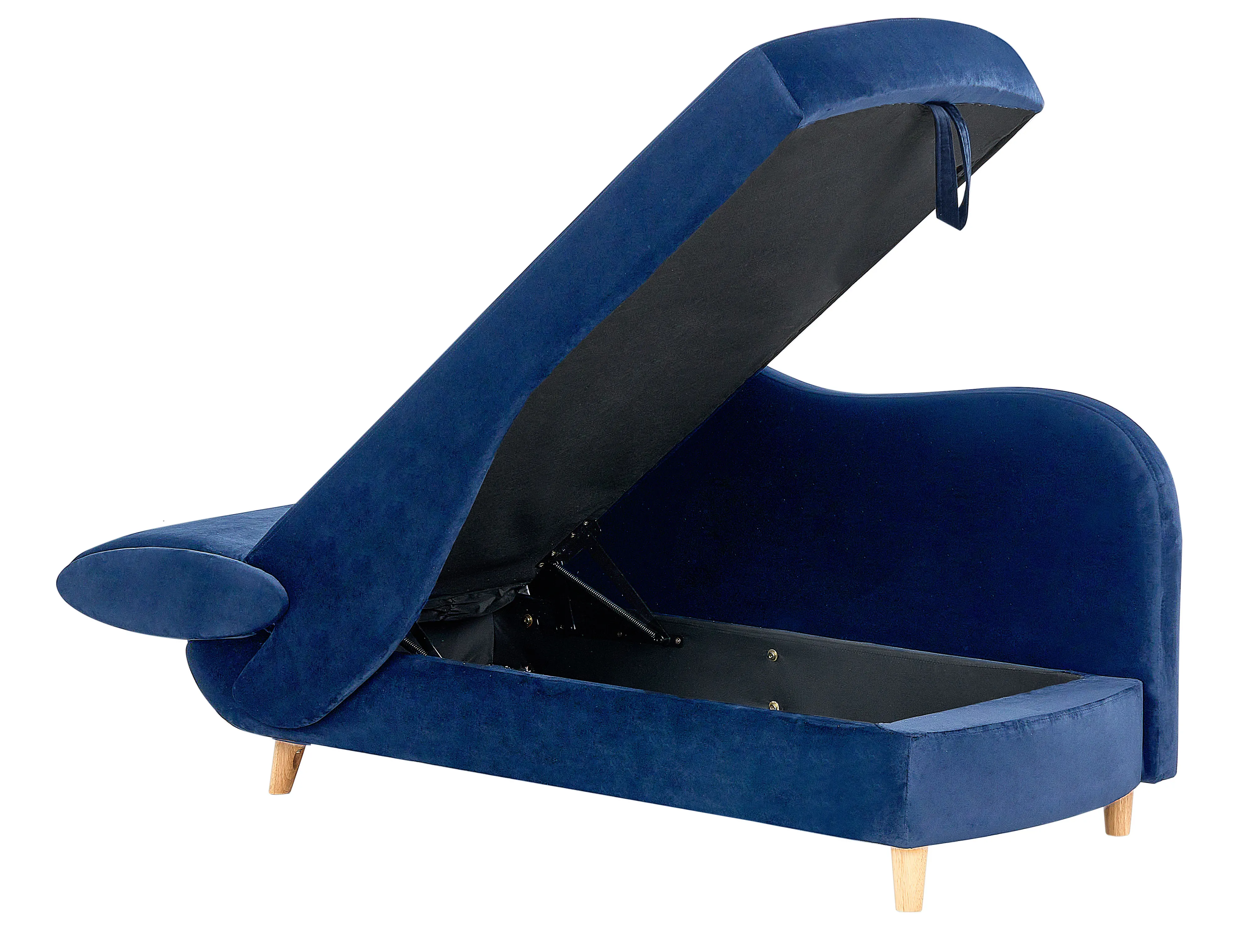 Linkszijdige chaise longue MERI Fluweel Marineblauw met opbergruimte