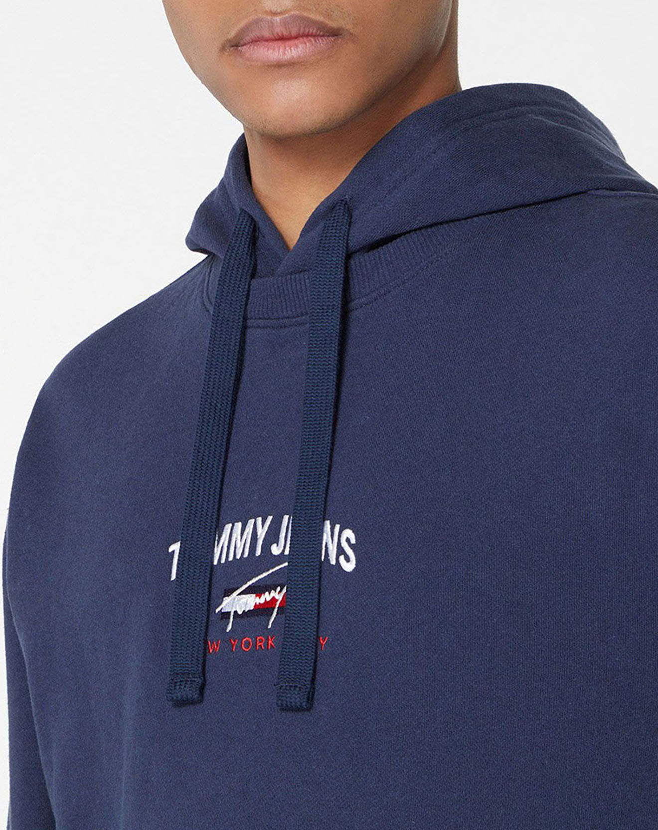 Tommy Jeans Sweat 100% Coton Bio timeless logo hoodie bleu marine