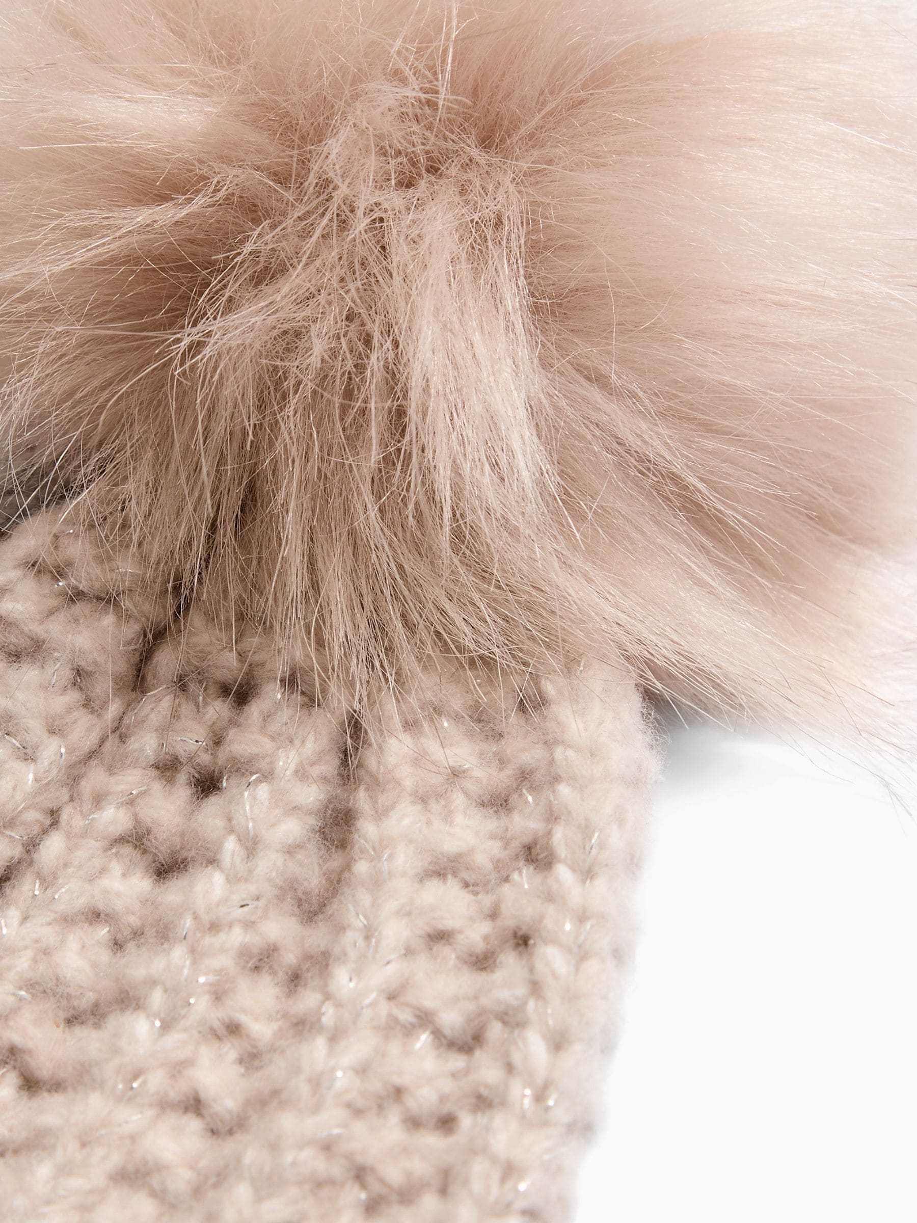 Beige - Lipsy Shimmer Ribbed Pom Hat