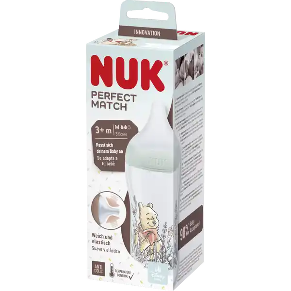 Disney Winnie Puuh Perfect Match Babyflasche, mit weichem Silikon-Trinksauger