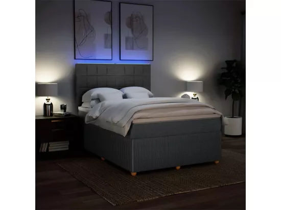 Sommier à lattes de lit avec matelas Gris foncé 160x200cm Tissu