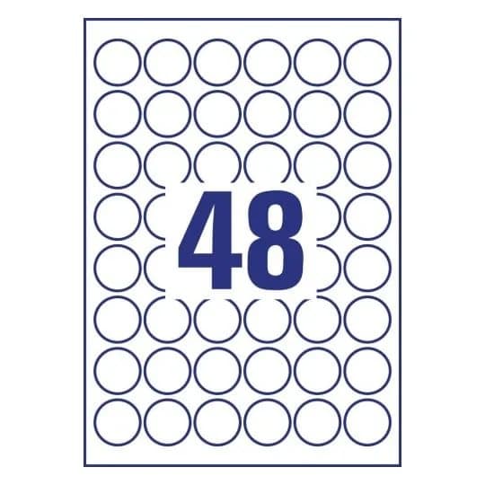 Avery Heavy Duty Laser Labels L4716 - Polyester - permanent klæbemiddel - belagt - hvit - 30 mm rund 960 etikett(r) (20 ark x 48) etiketter