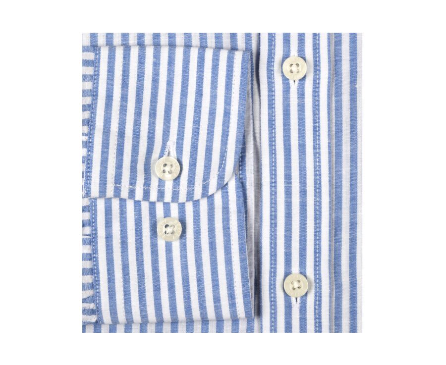 Chemise coton et lin rayures bleues et blanches - EDIBERT