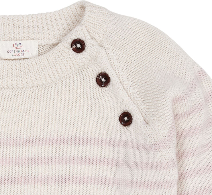 Copenhagen Colors MERINO CLASSIC STRIPED PULLOVER Cream/dusty rose