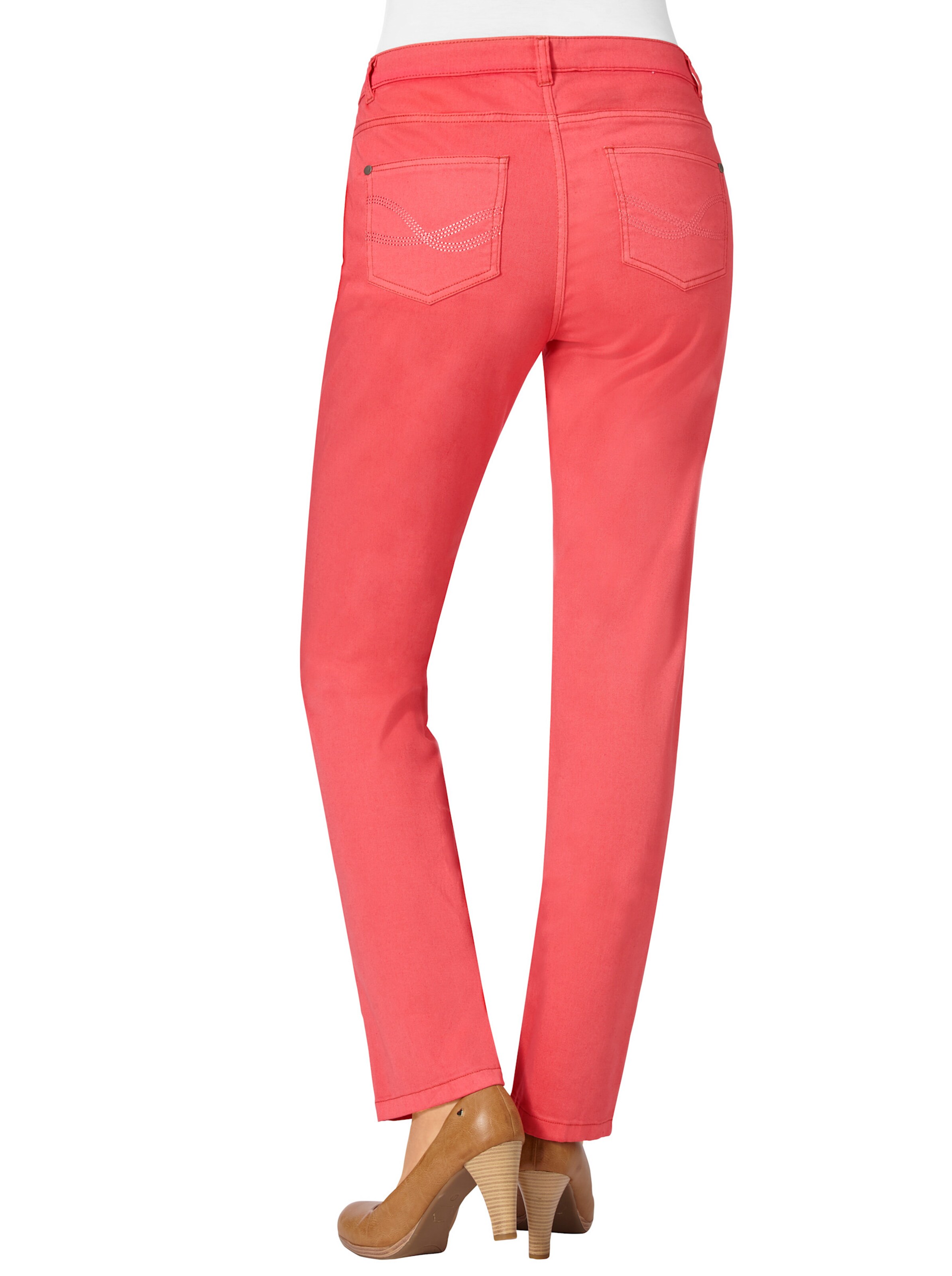 5-Pocket-Jeans in korallenrot