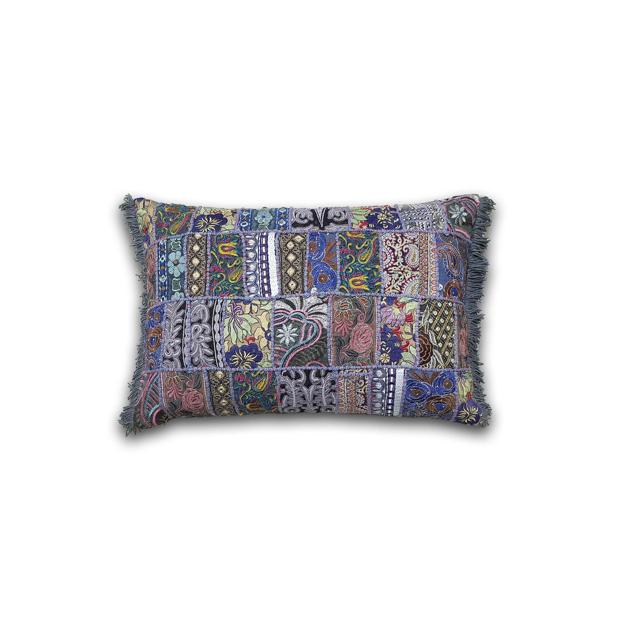 Patchwork-Kissen, grau, multicolor, B 60 cm, H 40 cm von fischer's lagerhaus