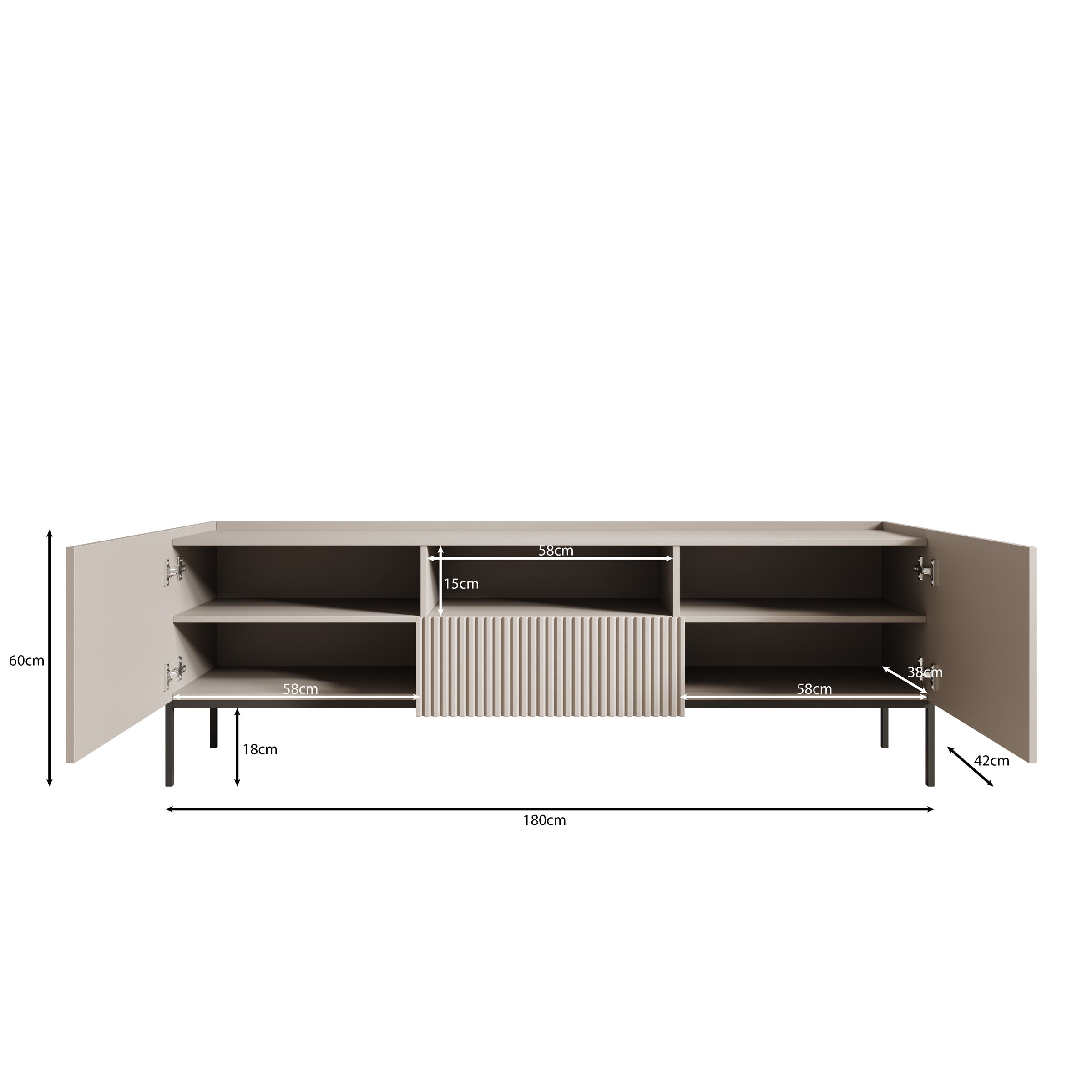 Meubella - Capri - TV-Meubel - Beige - 180 cm