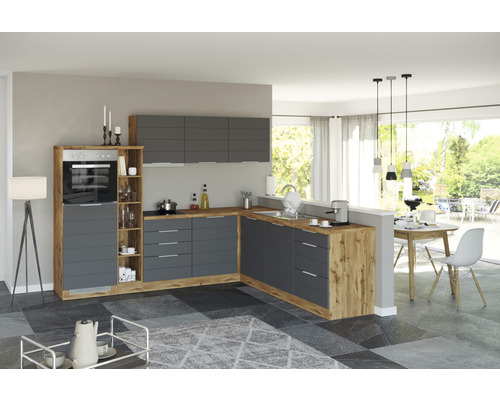 Held Furniture hoekkeuken zonder apparatuur Florence 240 cm grijs mat gedemonteerde variant omkeerbaar 1128.6293