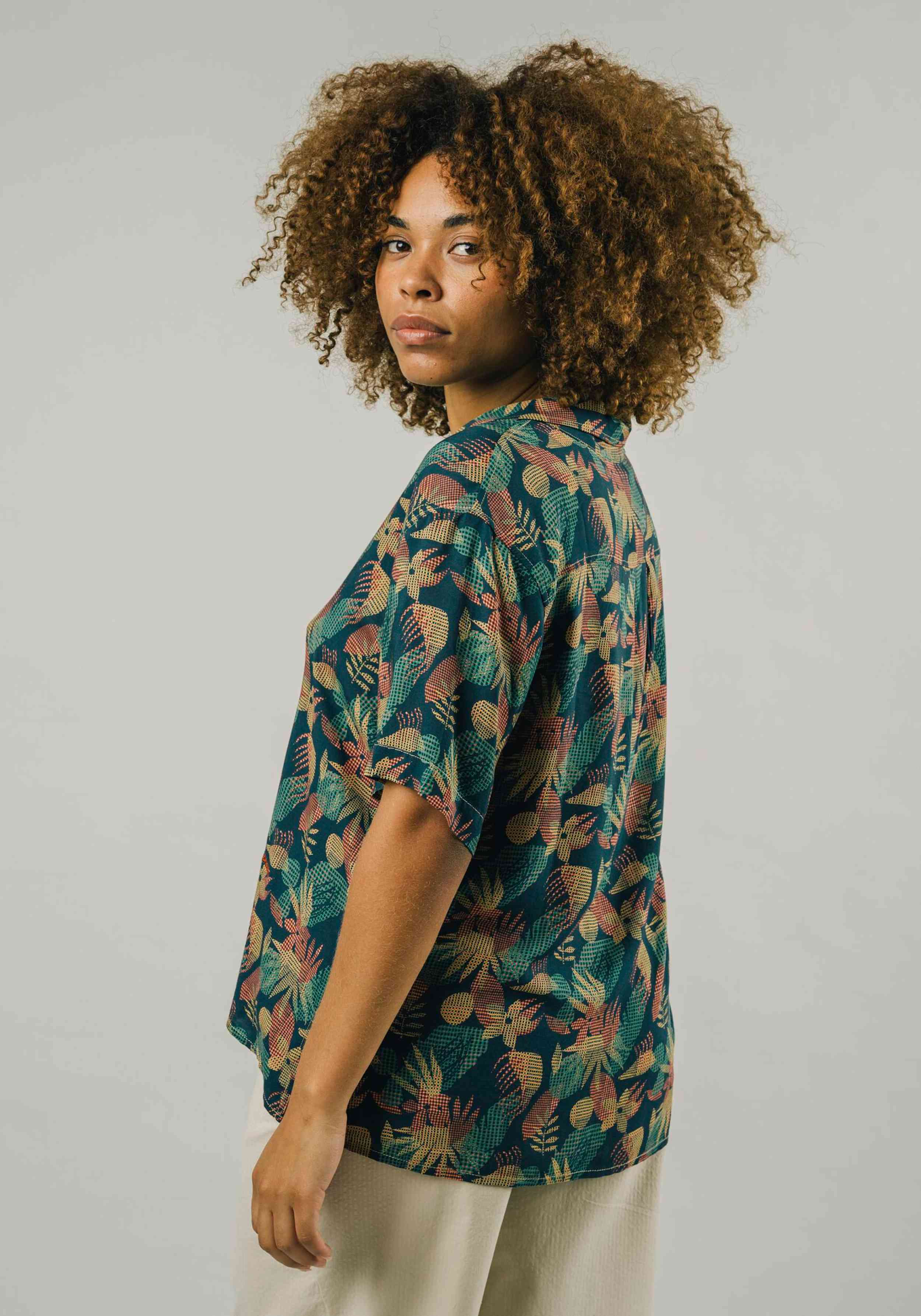 Brava Fabrics Bluse Flower Vichy Navy