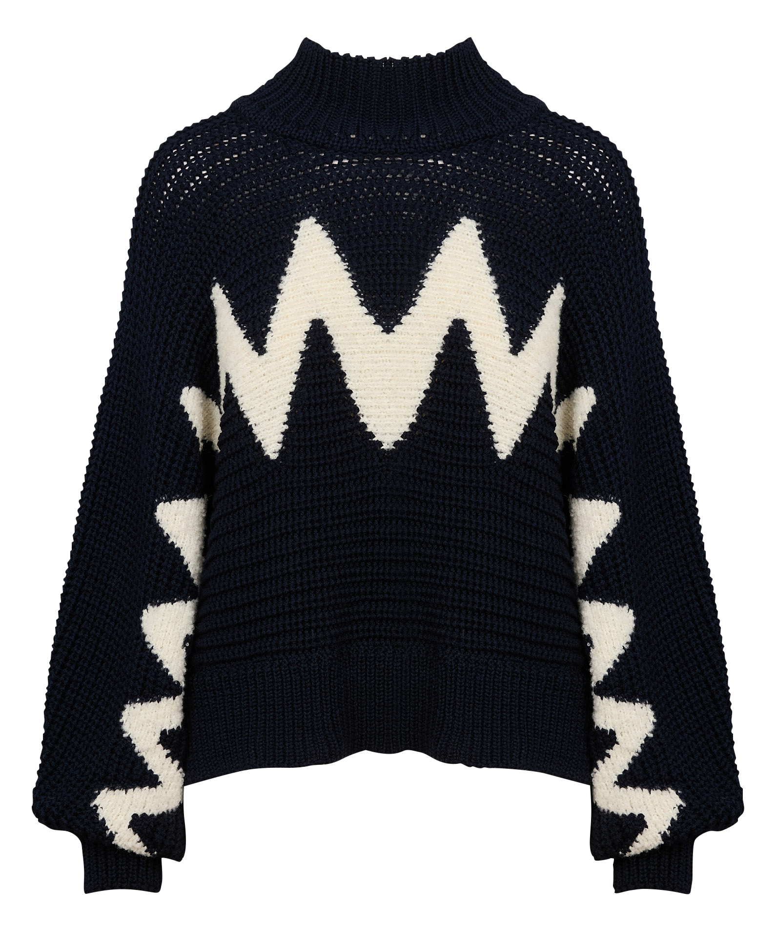 ONDIE - Pull col montant ample en laine | Bleu