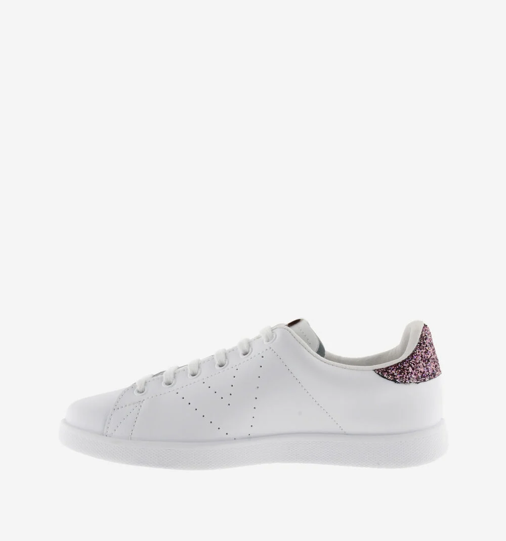 TENIS CUIR & GLITTER Baskets blanches en cuir MALVA