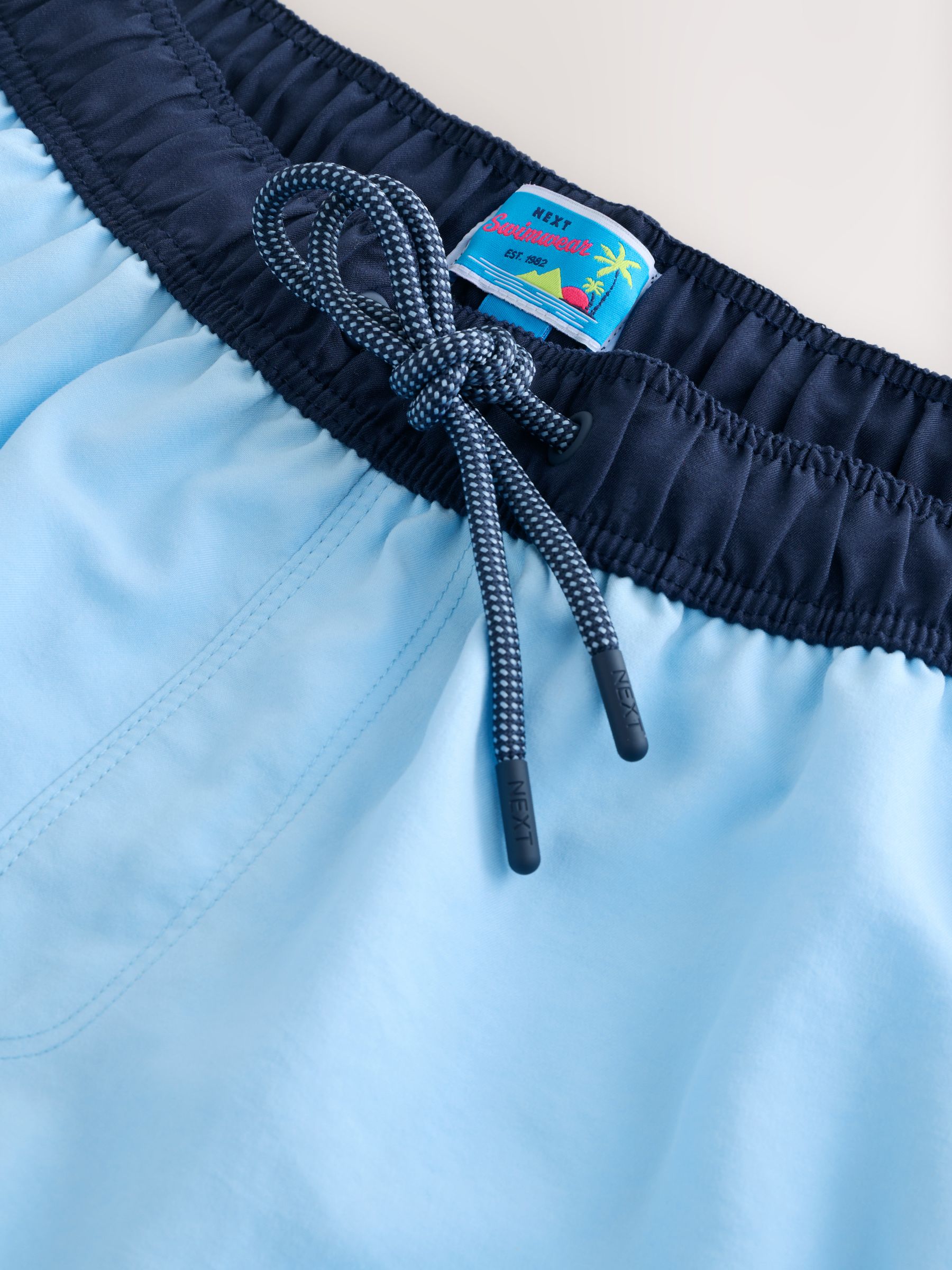 Navy Blue/Light Blue - Zwembroek met contrasterende tailleband