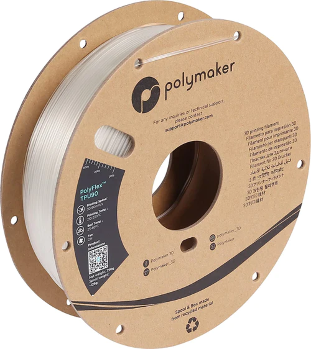 Polymaker  PolyFlex TPU90 Clear, 1,75 mm / 750 g    Flexibel und beständig