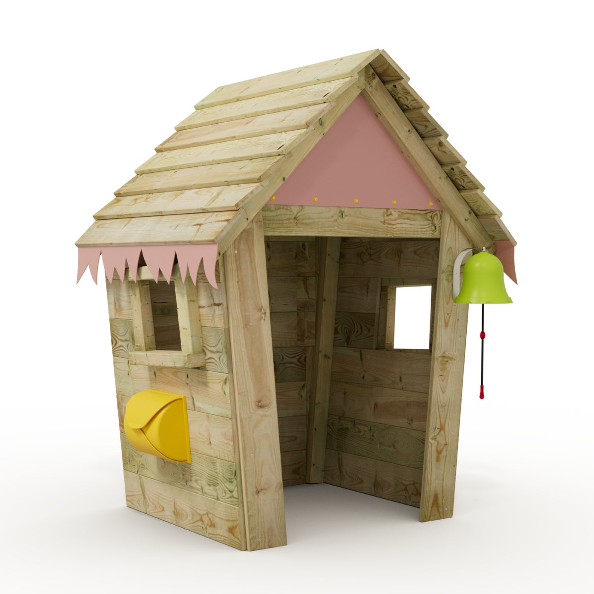 WICKEY Kinderspeelhuis Stal met Houten Dak en Raam - Pastelroze