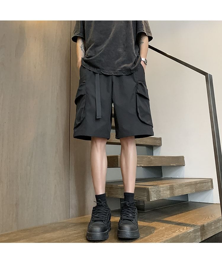 Ninine - Cargoshorts met wijde pijpen en effen taille
