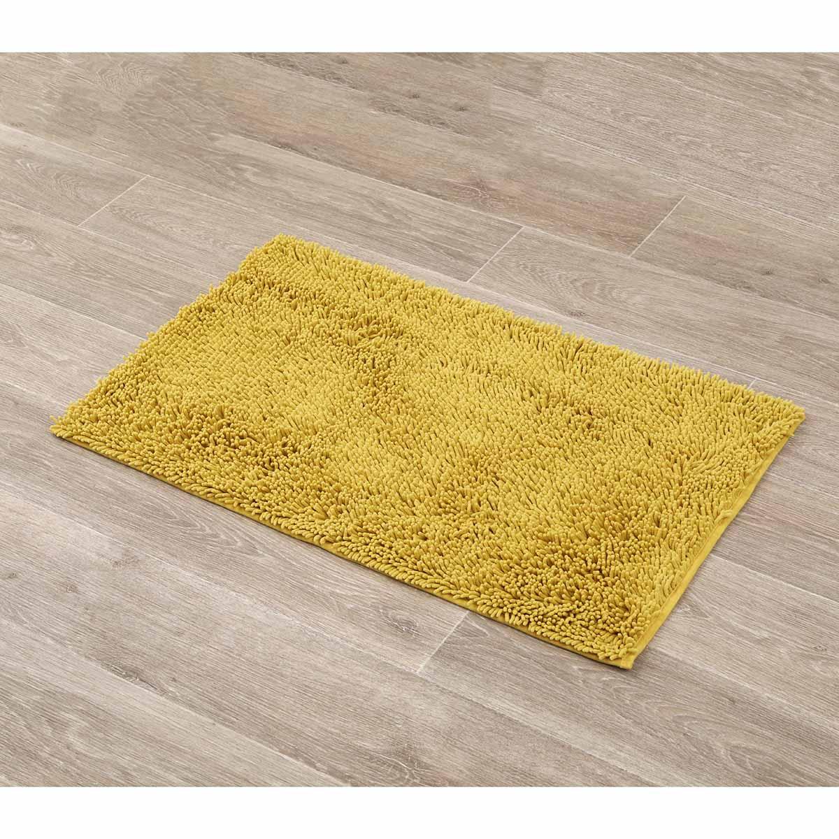 TAPIS MICROFIBRE PETITE CHENILLE 50X80CM MOUTARDE