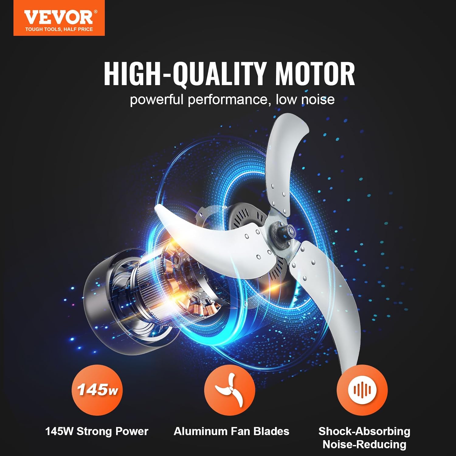 VEVOR Trommelventilator, Bodenventilator, Industrieventilator, 3 Gang, 8600 CFM, 360° verstellbare Neigung, 0-2-Stunden-Timer, Standventilator, Windmaschine für Lager, Werkstatt, Fabrik, Keller