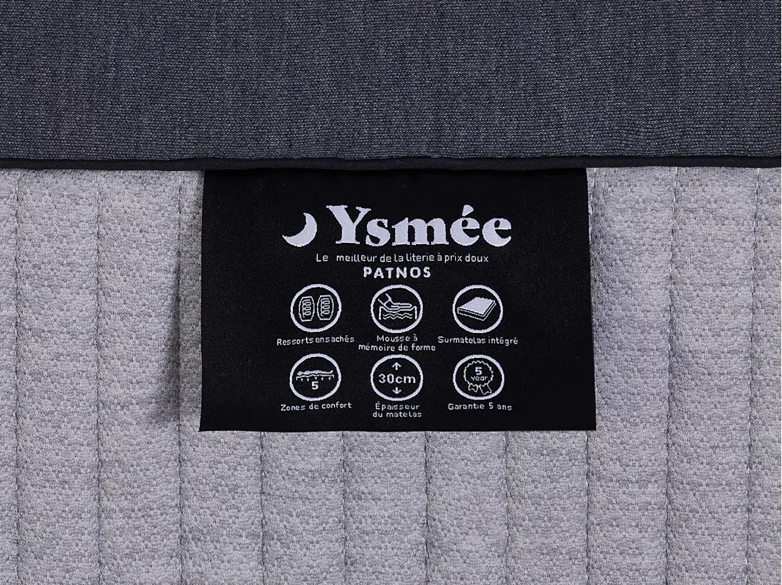 Ensemble 140 x 190 cm sommier coffre naturel clair + matelas hybride ressorts ensachés 5 zones et mousse à mémoire de forme ép.30cm - PATNOS de YSMÉE