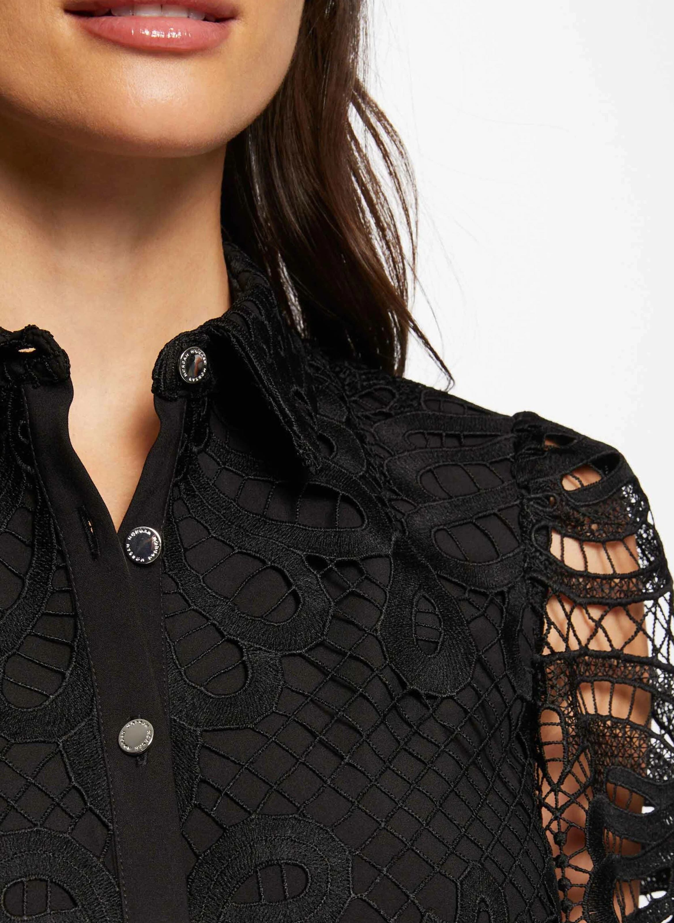 COSLAX - Top col chemise en dentelle | Noir