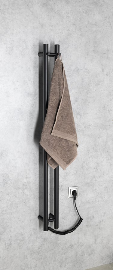 Sapho Papinado elektrische handdoekradiator 10.9x120cm zwart mat 40W