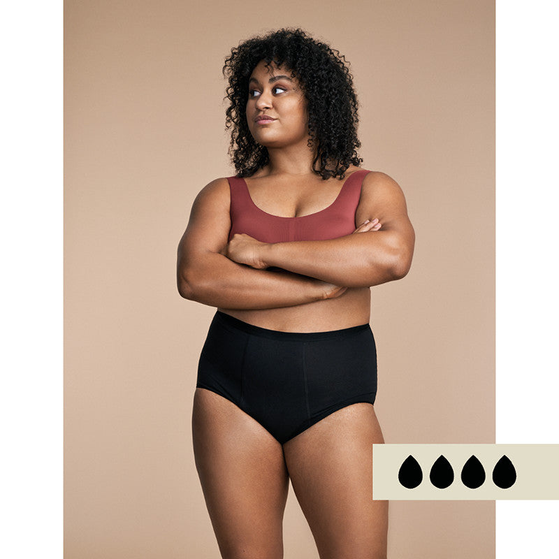 Menstruations-Unterhose High Waist Heavy Flow Schwarz