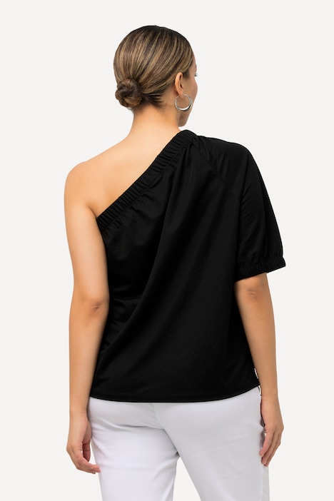 One-Shoulder-Bluse, asymmetrischer Ausschnitt, Halbarm