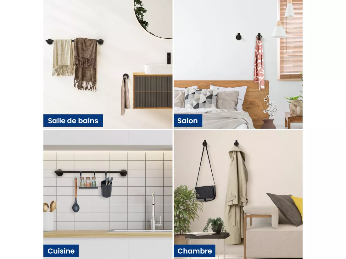 Cecipa MAX Noir Porte-serviettes Mural Salle de Bain Porte-papier Hygiénique en Acier Inoxydable Ensemble de Suspension de Salle de Bain 4 Pièces