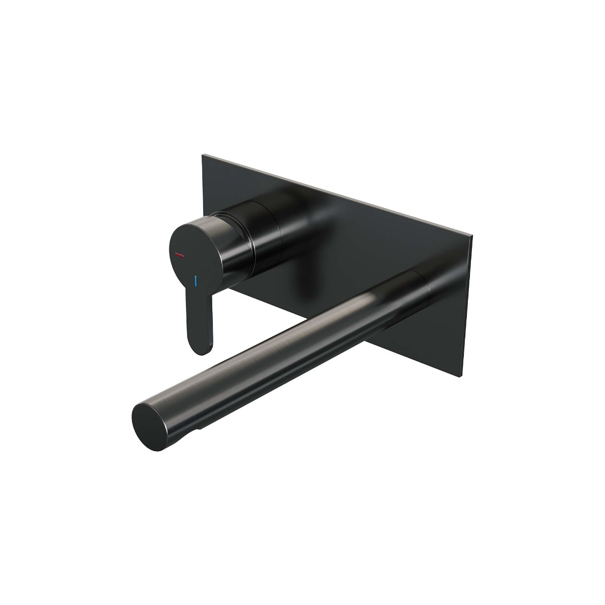 Brauer Gunmetal Edition ColdStart wastafelkraan inbouw rechte uitloop met achterplaat model D2 gunmetal geborsteld PVD