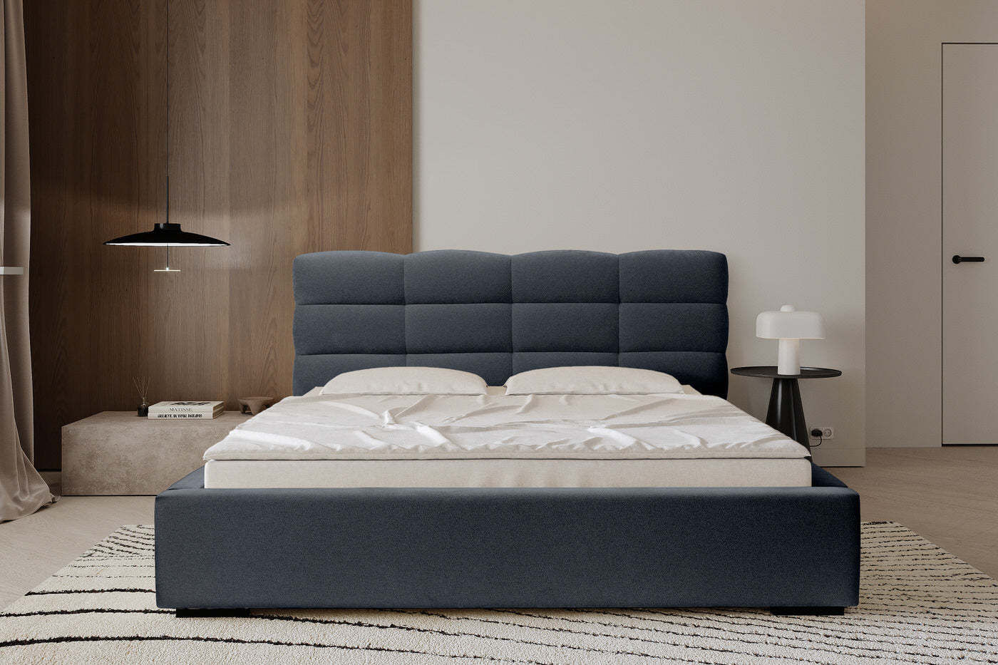 Trae Mobler Faro 140 x 200 cm Gestoffeerd Bed Donkerblauw