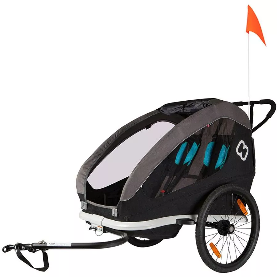 hamax Kinderfahrradanhänger Traveller inklusive Deichsel und Buggyrad BlackGreyBlue inklusive Wheelblades
