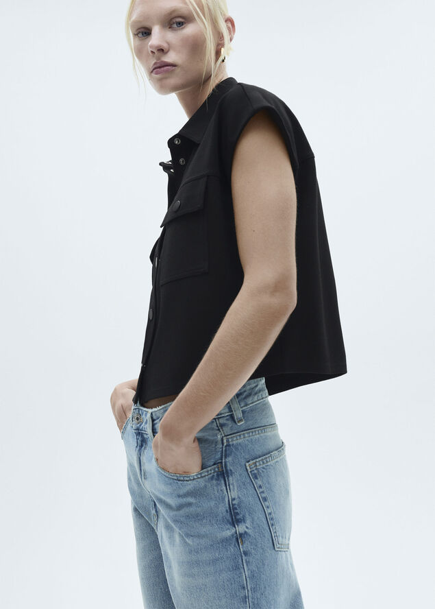 MANGO Vest with buttons and pockets Black