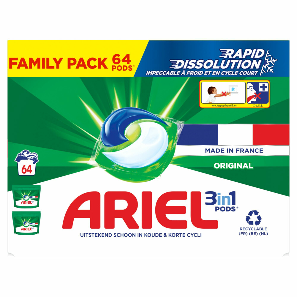 Ariel 3in1 Wasmiddel Pods Original64 stuks
