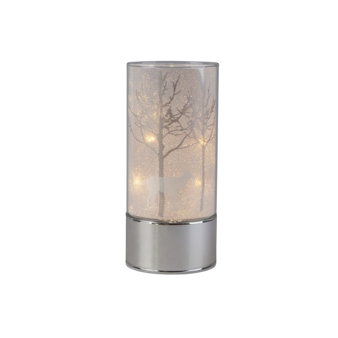 Glaszylinder - Hirsch im Wald mit LED - ca. 9 x 9 x 20 cm