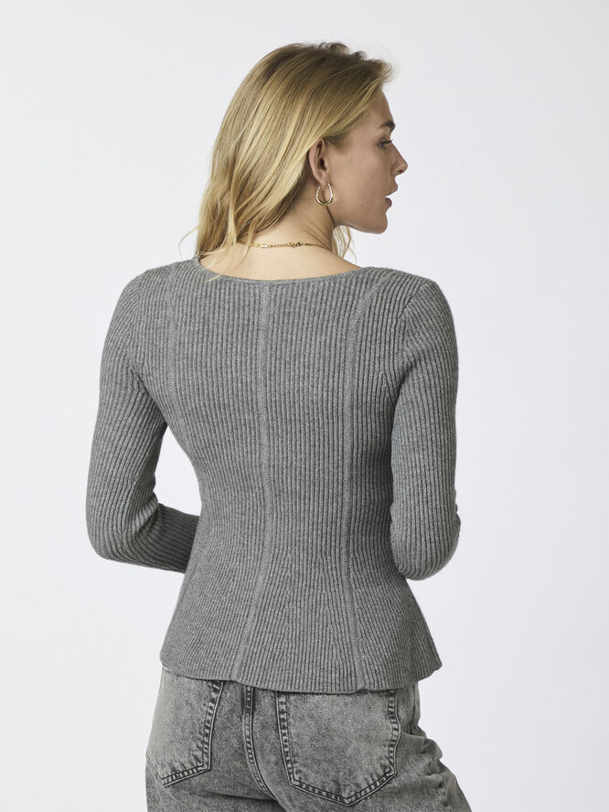 Neo Noir Sorene Knit Blouse Dark grey melange