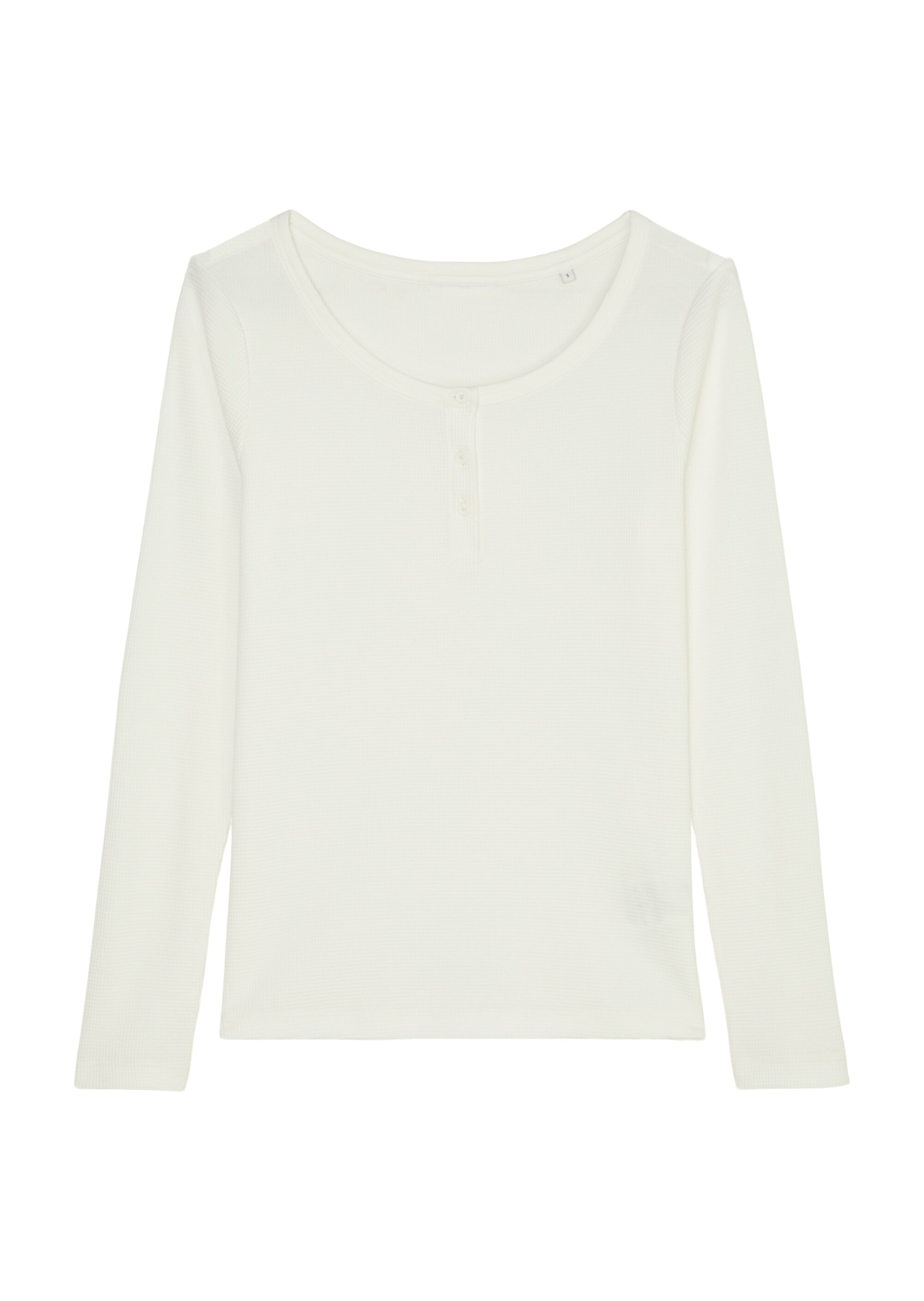 Serafino-Longsleeve regularaus Waffelpiqué-Jersey