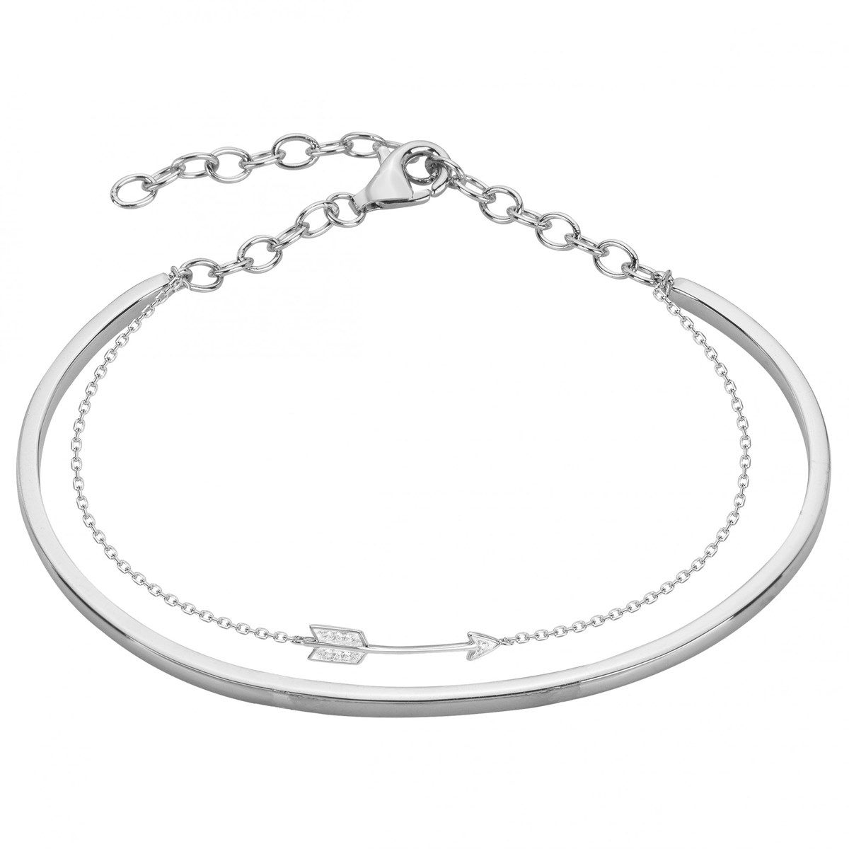 Bracelet semi-rigide en Argent avec oxyde de zirconium blanc