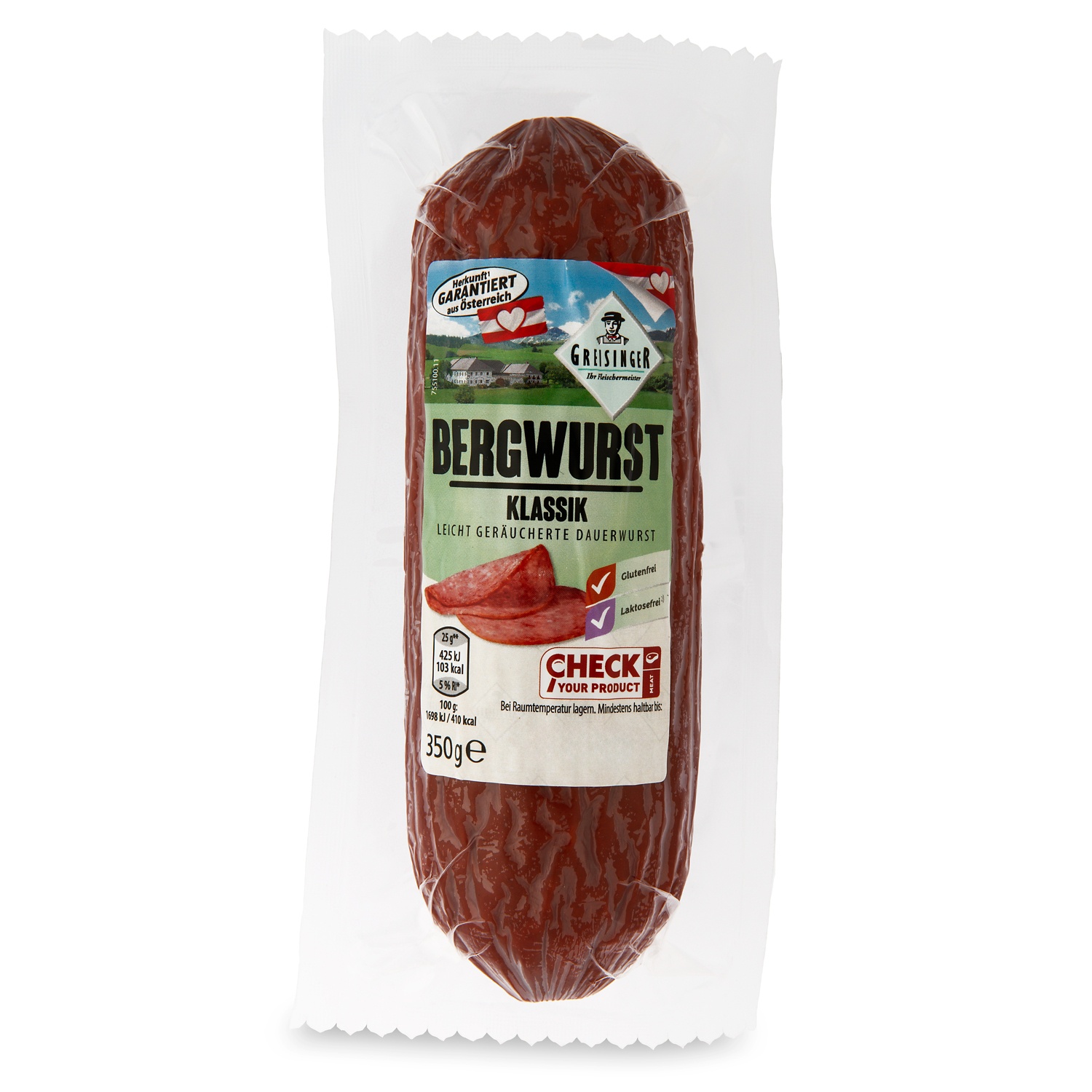 GENUSS 100% AUS ÖSTERREICH Bergwurst, Klassik 350 g